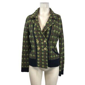 SPARROW - WOMEN'S MEDIUM - GREEN 100% LAMBSWOOL BUTTON SWEATER JACKET